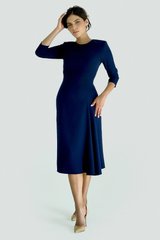 Dress Dominique dark blue, Blue, Dress fabric, Midi, Оff-season, Dresses, Cloth, plain, Dress, 1 kg, Yes, Ukraine, Sleeve 3/4, plain, Fitted, With a zipper, Round neckline, Business, Dresses - case