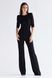 Women's classic black wool jumpsuit from BYURSE, 44, The black, Crepe, Maxi, Аutumn winter, Overalls, Cloth, plain, Overalls, 1 kg, Yes, Ukraine, 95% wool, 5% elastan, Sleeve 3/4, plain, high waist, With a zipper, Round neckline, Business, jumpsuit pants