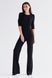 Women's classic black wool jumpsuit from BYURSE, 48, The black, Crepe, Maxi, Аutumn winter, Overalls, Cloth, plain, Overalls, 1 kg, Yes, Ukraine, 95% wool, 5% elastan, Sleeve 3/4, plain, high waist, With a zipper, Round neckline, Business, jumpsuit pants