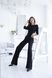 Women's classic black wool jumpsuit from BYURSE, 48, The black, Crepe, Maxi, Аutumn winter, Overalls, Cloth, plain, Overalls, 1 kg, Yes, Ukraine, 95% wool, 5% elastan, Sleeve 3/4, plain, high waist, With a zipper, Round neckline, Business, jumpsuit pants