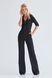 Women's classic black wool jumpsuit from BYURSE, 42, The black, Costume fabric, Maxi, Аutumn winter, Overalls, Cloth, plain, Overalls, 1 kg, Yes, Ukraine, 95% wool, 5% elastan, Sleeve 3/4, plain, high waist, With a zipper, V-neck, Business, jumpsuit pants, With pockets
