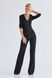 Women's classic black wool jumpsuit from BYURSE, 42, The black, Costume fabric, Maxi, Аutumn winter, Overalls, Cloth, plain, Overalls, 1 kg, Yes, Ukraine, 95% wool, 5% elastan, Sleeve 3/4, plain, high waist, With a zipper, V-neck, Business, jumpsuit pants, With pockets