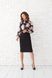 Classic midi dress Stephanie from BYURSE, The black, Crepe, Midi, Оff-season, Office dress, Cloth, Combined, Dress, 1 kg, Yes, Ukraine, 95% viscose, 5% elastane, Long sleeve, Printed, tight-fitting, With a zipper, Round neckline, Classical, Dresses - case, With a collar