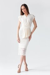 Dress Agnes, Lactic, Lace, Midi, Оff-season, Wedding, Cloth, plain, Dress, 1 kg, Yes, Ukraine, 95% silk, 5% elastane