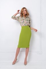 Pencil skirt, Pistachio, Crepe, Midi, Оff-season, Pencil skirt, Cloth, plain, Skirt, 1 kg, Yes, Ukraine, 95% viscose, 5% elastane
