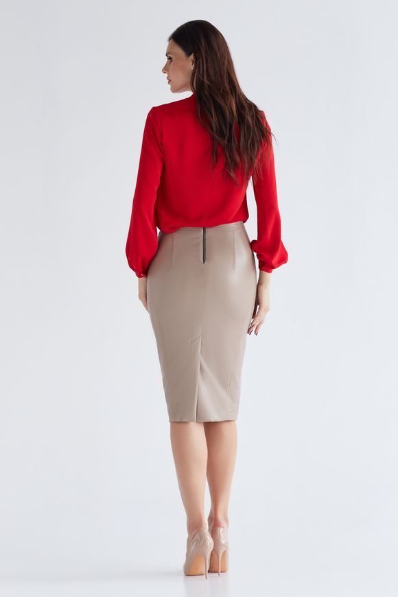Beige leather pencil skirt by BYURSE, 42, Beige, Textile leather, Оff-season, Leather skirt, Cloth, plain, Skirt, 1 kg, Yes, Ukraine, Textile leather, plain, high waist, With a zipper, Business, Pencil skirt