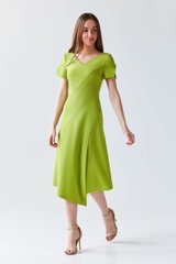 Dress Bridget, Pistachio, Crepe, Midi, Spring Summer, Casual, Cloth, plain, Dress, 1 kg, Yes, Ukraine, 95% viscose, 5% elastane