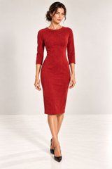 Red suede dress - case Stella BYURSE, Red, Textile suede, Midi, Аutumn winter, Cocktail Dresses, Cloth, plain, Dress, 1 kg, Yes, Ukraine, Текстильный замш, Sleeve 3/4, plain, tight-fitting, With a zipper, Boat neckline, Classical, Dresses - case, With a zipper, Raglan sleeve