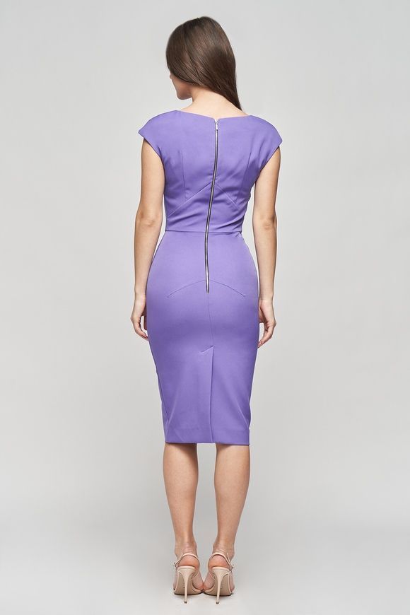 Summer sheath dress Hanna from BYURSE, Lilac, Crepe, Midi, Spring Summer, Office dress, Cloth, plain, Dress, 1 kg, Yes, Ukraine, 95% viscose, 5% elastane, Sleeveless, plain, tight-fitting, With a zipper, V-neck, Business, Dresses - case, With a zipper