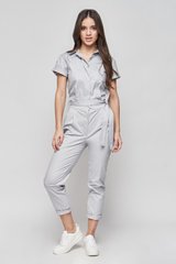 Summer jumpsuit made of cotton Smart casual from BYURSE, gray, Cotton, Maxi, Spring Summer, Overalls, Cloth, Strip, Overalls, 1 kg, Yes, Ukraine, 95% cotton, 5% elastan, Short sleeve, plain, Fitted, Buttoned, Casual, jumpsuit pants, With pockets