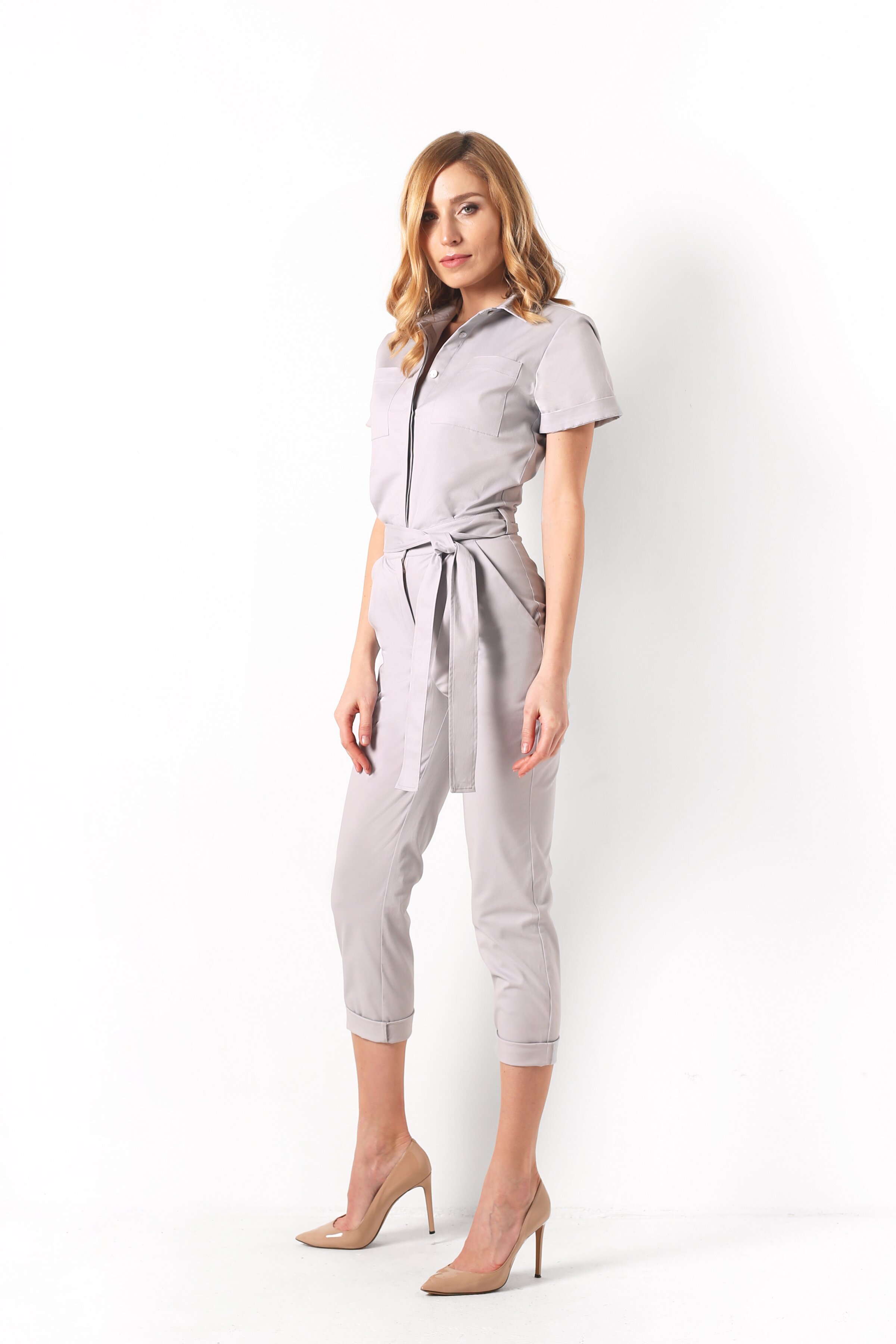 gray cotton jumpsuit