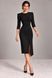 Business, black dress - a case with a sleeve Dominique from BYURSE, The black, Costume fabric, Midi, Аutumn winter, Office dress, Cloth, plain, Dress, 1 kg, Yes, Ukraine, 95% wool, 5% elastan, Sleeve 3/4, plain, tight-fitting, With a zipper, Round neckline, Business, Dresses - case, With a slit