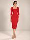 Classic dress - sheath Jill from BYURSE, 46, Red, Crepe, Midi, Оff-season, Office dress, Cloth, plain, Dress, 1 kg, Yes, Ukraine, 95% viscose, 5% elastane, Sleeve 3/4, plain, tight-fitting, With a zipper, square neckline, Business, Dresses - case