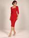 Classic dress - sheath Jill from BYURSE, 46, Red, Crepe, Midi, Оff-season, Office dress, Cloth, plain, Dress, 1 kg, Yes, Ukraine, 95% viscose, 5% elastane, Sleeve 3/4, plain, tight-fitting, With a zipper, square neckline, Business, Dresses - case