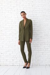 Women's striped khaki trouser suit from BYURSE, Khaki, Costume fabric, Оff-season, Suit classic, Cloth, Strip, Suit with trousers, 1 kg, Yes, Ukraine, 95% viscose, 5% elastane, Long sleeve, Printed, Direct, Buttoned, Business, Direct, Direct