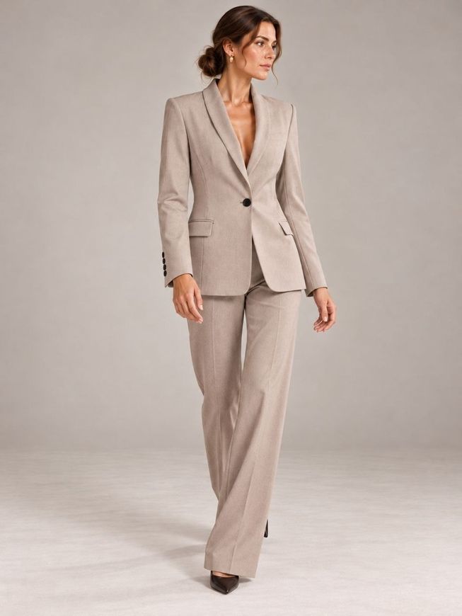 Business, beige suit from BYURSE, Beige, Costume fabric, Maxi, Оff-season, Suit classic, Cloth, plain, Suit with trousers, 1 kg, Yes, Ukraine, 95% wool, 5% elastan, Long sleeve, plain, Fitted, Buttoned, Business, Direct, Fitted