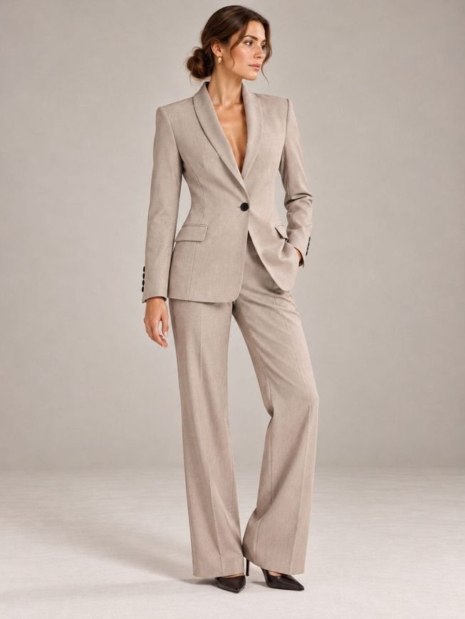 Business, beige suit from BYURSE, Beige, Costume fabric, Maxi, Оff-season, Suit classic, Cloth, plain, Suit with trousers, 1 kg, Yes, Ukraine, 95% wool, 5% elastan, Long sleeve, plain, Fitted, Buttoned, Business, Direct, Fitted