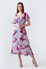 Dress Judy, Print, Silk chiffon, Midi, Spring Summer, Sundress, Cloth, Floral, Dress, 1 kg, Yes, Ukraine