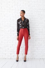 Lether pants, Red, Textile leather, Аutumn winter