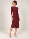 Business dress with wrap skirt Jessica from BYURSE, 42, Marsala, Crepe, Midi, Аutumn winter, Office dress, Cloth, plain, Dress, 1 kg, Yes, Ukraine, 95% viscose, 5% elastane, Sleeve 3/4, plain, Fitted, With a zipper, Boat neckline, Classical, Dresses - case, With a slit