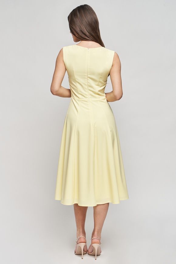 Yellow summer dress Gloria from BYURSE, Yellow, Dress fabric, Midi, Spring Summer, Casual, Cloth, plain, Dress, 1 kg, Yes, Ukraine, 95% viscose, 5% elastane, Sleeveless, plain, flared, With a zipper, square neckline, Casual, Dress with full skirt