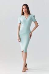 Dress Andrea, Mint, Crepe, Midi, Spring Summer, Office dress, Cloth, plain, Dress, 1 kg, Yes, Ukraine, 95% viscose, 5% elastane