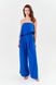 Summer jumpsuit Palazzo by BYURSE, Blue electrician, Dress fabric, Maxi, Spring Summer, Overalls, Cloth, plain, Overalls, 1 kg, Yes, Ukraine, 95% viscose, 5% elastane, Sleeveless, with ruffles, off the shoulder, With a zipper, Bustier, Casual, jumpsuit pants