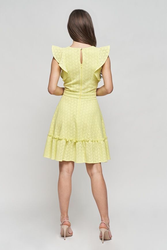 Summer, yellow dress from Rene seam from BYURSE, Yellow, Proshva, Міni, Spring Summer, Casual, Cloth, plain, Dress, 1 kg, Yes, Ukraine, 95% cotton, 5% elastan, Sleeveless, With flounces, flared, With a zipper, V-neck, Casual, Dress with full skirt