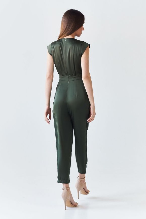 Silk khaki jumpsuit from BYURSE, Khaki, Silk, Maxi, Оff-season, Overalls, Cloth, plain, Overalls, 1 kg, Yes, Ukraine, 95% silk, 5% elastane