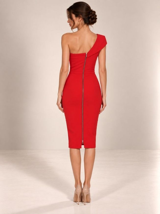 Cocktail, red dress - case Crystal from BYURSE, Red, Crepe, Midi, Оff-season, Cocktail Dresses, Cloth, plain, Dress, 1 kg, Yes, Ukraine, 95% viscose, 5% elastane, Sleeveless, plain, tight-fitting, With a zipper, Bustier, cocktail, Dresses - case, With a zipper