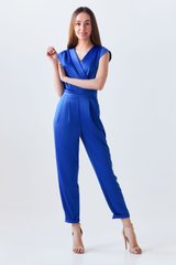 Ultramarine silk jumpsuit from BYURSE, Blue electrician, Silk, Maxi, Spring Summer, Overalls, Cloth, plain, Overalls, 1 kg, Yes, Ukraine, 95% silk, 5% elastane, Sleeveless, plain, On the smell, With a zipper, V-neck, Casual, jumpsuit pants