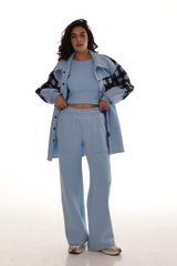 Palazzo pants in ice color, S, Blue, fouter, Аutumn winter, Trousers, Cloth, Ukraine, 95% cotton, 5% elastan, Casual