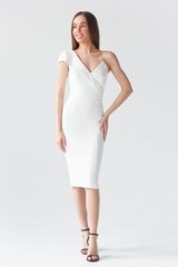 Dress Crystal, White, Crepe, Midi, Оff-season, Wedding, Cloth, plain, Dress, 1 kg, Yes, Ukraine, 95% viscose, 5% elastane