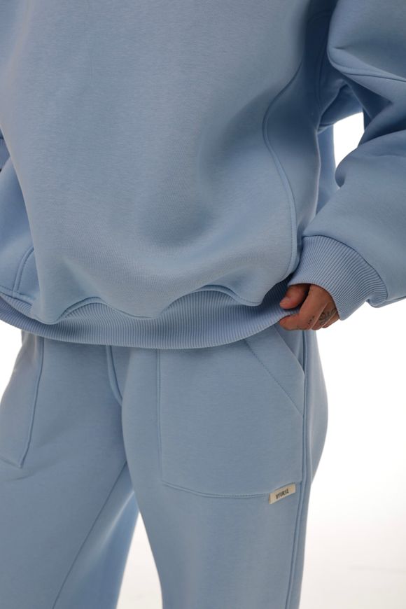 An oversized sweatshirt in ice color, S, Blue, fouter, Аutumn winter, Sweatshirt, Cloth, Ukraine, 95% cotton, 5% elastan, Long sleeve, Casual