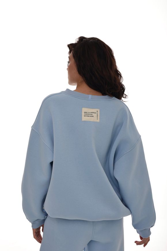 An oversized sweatshirt in ice color, S, Blue, fouter, Аutumn winter, Sweatshirt, Cloth, Ukraine, 95% cotton, 5% elastan, Long sleeve, Casual