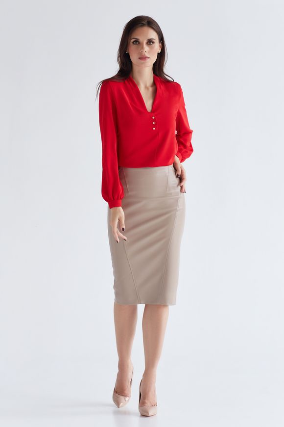 Silk blouse, Red, Silk, Оff-season, Blouses, Cloth, plain, Blouses/tops, 1 kg, Yes, Ukraine, 95% silk, 5% elastane