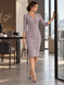 Business, suede dress - caseShannon from BYURSE, gray, Textile suede, Midi, Аutumn winter, Office dress, Cloth, plain, Dress, 1 kg, Yes, Ukraine, Текстильный замш, Sleeve 3/4, plain, tight-fitting, With a zipper, V-neck, Business, Dresses - case, With a zipper