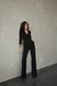 Women's classic black wool jumpsuit from BYURSE, The black, Costume fabric, Maxi, Аutumn winter, Overalls, Cloth, plain, Overalls, 1 kg, Yes, Ukraine, 95% wool, 5% elastan, Sleeve 3/4, plain, high waist, With a zipper, V-neck, Business, jumpsuit pants