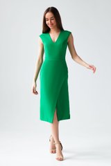 Dress Jessica, Green, Crepe, Midi, Spring Summer, Office dress, Cloth, plain, Dress, 1 kg, Yes, Ukraine, 95% viscose, 5% elastane