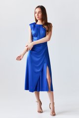 Dress Leona, Blue electrician, Silk, Midi, Spring Summer, Cocktail Dresses, Cloth, plain, Dress, 1 kg, Yes, Ukraine, 95% silk, 5% elastane