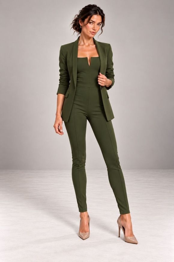 Women's straight khaki jacket from BYURSE, Khaki, Crepe, Оff-season, Cardigans, Cloth, plain, Jackets, 1 kg, Yes, Ukraine, 95% viscose, 5% elastane, Long sleeve, plain, Direct, Buttoned, Business, Direct, Direct